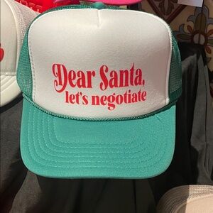 DEAR SANTA LETS NEGOTIATE Green Trucker hat